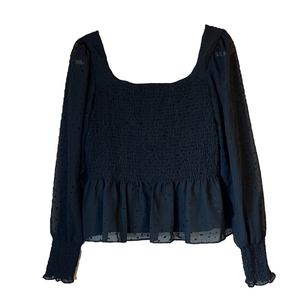 Nine West Smocked Squareneck Blouse Size L